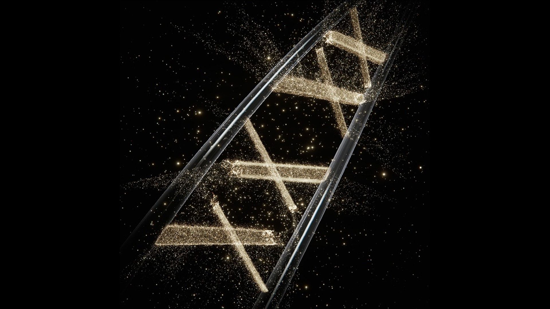 ゴールドのグリッターが特徴の髪の毛。